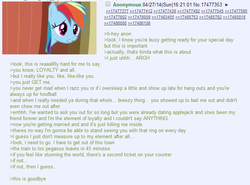 Size: 663x490 | Tagged: safe, rainbow dash, g4, /mlp/, 4chan, 4chan screencap, anon in equestria, greentext, rejection, rejection is magic, sad, text