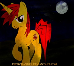 Size: 900x800 | Tagged: safe, artist:pedrohander, oc, oc only, pony, unicorn, red mane, solo, spanish