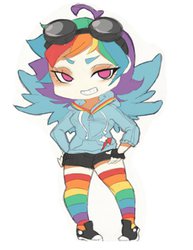 Size: 786x1017 | Tagged: safe, artist:pachiiri, rainbow dash, human, g4, chibi, clothes, converse, female, fingerless gloves, gloves, goggles, hoodie, humanized, rainbow socks, shoes, shorts, socks, solo, striped socks, thick eyebrows, winged humanization