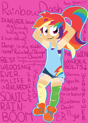 Size: 1000x1400 | Tagged: safe, artist:emmymew13, rainbow dash, human, g4, female, humanized, solo, wall of text