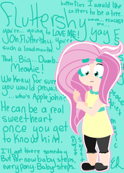 Size: 1000x1400 | Tagged: safe, fluttershy, human, g4, female, humanized, quote, solo, wall of text