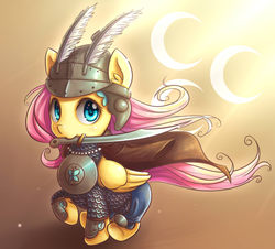 Size: 1050x950 | Tagged: safe, artist:ninjaham, fluttershy, pegasus, pony, g4, armor, badass adorable, chainmail, clothes, coat, crescent, cute, feather, female, flutterbadass, galloping, helmet, history, islam, islamashy el fatih, looking at you, mare, mouth hold, ottoman, running, scimitar, shyabetes, sipahi, smiling, soldier, solo, sword, turkey (country), turkic, turkish, warrior, weapon