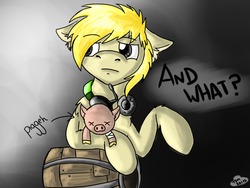Size: 1024x768 | Tagged: safe, artist:twilightsilvermoon, earth pony, pig, pony, amnesia: a machine for pigs, headphones, male, pewdiepie, piggeh, ponified, stallion