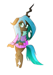 Size: 500x711 | Tagged: safe, artist:jokerpony, queen chrysalis, changeling, changeling queen, anthro, ask teen chrysalis, g4, ambiguous facial structure, cute, cutealis, female, looking at you, simple background, solo, teenager, transparent background, younger