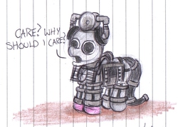 Size: 1275x910 | Tagged: safe, artist:bobthedalek, cyber pony, cyberman, cyborg, pony, crossover, doctor who, mondasian cybermen, ponified, solo, the tenth planet