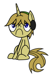 Size: 657x946 | Tagged: safe, artist:cuttycommando, pony, :c, headphones, lol, pewdiepie, ponified, sad, sad face, simple background, solo