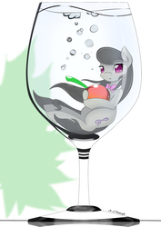 Size: 2400x3394 | Tagged: safe, artist:zzvinniezz, octavia melody, earth pony, pony, g4, cherry, cocktail, cup of pony, female, high res, micro, solo, surreal