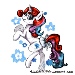 Size: 732x732 | Tagged: safe, artist:alukelele, oc, oc only, oc:orchid love, pony, unicorn, bow, solo