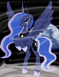 Size: 343x452 | Tagged: safe, artist:yummibutta, princess luna, g4, crying, female, moon, solo