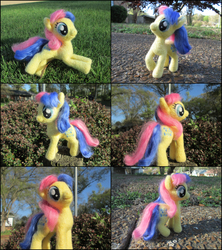 Size: 2000x2250 | Tagged: safe, artist:snowfox102, bon bon, sweetie drops, earth pony, pony, g4, grass, high res, irl, multiple views, outdoors, pavement, photo, plushie, solo