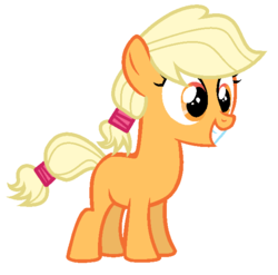 Size: 622x614 | Tagged: safe, artist:unoriginai, oc, oc only, blank flank, female, filly, goddamnit unoriginai, magical lesbian spawn, offspring, parent:apple bloom, parent:applejack, parents:bloomjack, product of incest, simple background, solo, white background