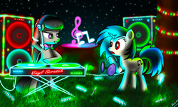 Size: 3000x1800 | Tagged: safe, artist:stein-vs, dj pon-3, octavia melody, vinyl scratch, g4, red eyes, role reversal, wrong eye color