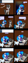 Size: 1643x3643 | Tagged: safe, artist:esuka, dj pon-3, octavia melody, vinyl scratch, ask-canterlot-musicians, g4, ask, female, kissing, lesbian, ship:scratchtavia, shipping, surprise kiss, tumblr