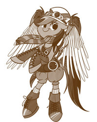 Size: 400x503 | Tagged: safe, artist:bunnimation, daring do, pony, g4, bipedal, clothes, female, scarf, solo, steampunk