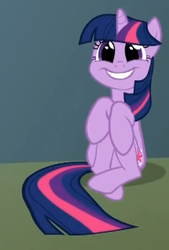 Size: 244x362 | Tagged: safe, screencap, twilight sparkle, pony, unicorn, feeling pinkie keen, g4, curled up, cute, faic, female, grin, mare, sitting, smiling, solo, squee, twiabetes, unicorn twilight