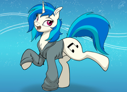 Size: 2500x1822 | Tagged: safe, artist:skipsy, dj pon-3, vinyl scratch, pony, unicorn, g4, chest fluff, clothes, female, hoodie, mare, open mouth, solo