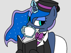 Size: 530x400 | Tagged: safe, artist:psychovdude13x, princess luna, g4, drinking, female, magic, solo