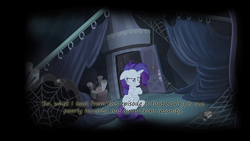 Size: 1280x720 | Tagged: safe, edit, edited screencap, screencap, rarity, pony, unicorn, for whom the sweetie belle toils, g4, female, horn, image macro, insane pony thread, mare, sitting, solo