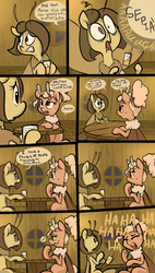 Size: 900x1590 | Tagged: safe, artist:askthemothponies, oc, oc only, oc:caramel, oc:sepia, mothpony, original species, ask the moths, ask, comic, drink, ponytail, sitting, tumblr, window