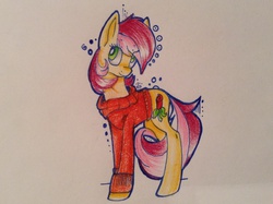 Size: 2057x1537 | Tagged: safe, artist:galaxytwentysix, roseluck, g4, clothes, female, solo, sweater, traditional art