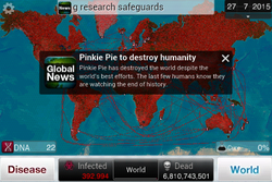 Size: 480x320 | Tagged: safe, pinkie pie, g4, armageddon, barely pony related, pandemic, plague inc, world map