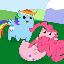 Size: 894x894 | Tagged: safe, artist:sirpayne, pinkie pie, rainbow dash, g4, blob ponies