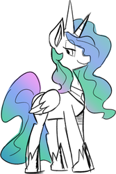 Size: 898x1345 | Tagged: safe, artist:fauxsquared, princess celestia, g4, female, hair over one eye, looking at you, solo, standing