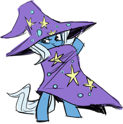 Size: 862x874 | Tagged: safe, artist:fauxsquared, trixie, pony, g4, bipedal, cape, clothes, female, hat, looking at you, solo, standing, trixie's cape, trixie's hat