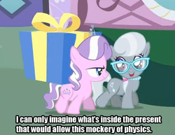 Size: 520x401 | Tagged: safe, screencap, diamond tiara, silver spoon, call of the cutie, g4, physics, present