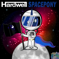 Size: 1600x1600 | Tagged: safe, artist:choncha1996, princess celestia, princess luna, princess molestia, g4, album cover, astronaut, cutie mark, flag, hardwell, moon, space, spacesuit