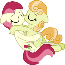 Size: 740x734 | Tagged: safe, artist:firepony-bases, artist:starryoak, junebug, roseluck, earth pony, pony, g4, butt, eyes closed, female, floppy ears, kiss on the lips, kissing, lesbian, plot, rosebug, shipping, show accurate, simple background, transparent background