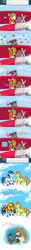 Size: 1000x8087 | Tagged: safe, artist:skyfries, discord, soarin', spitfire, oc, g4, ask, ask-kid-discord, askspirit, chaos, comic, female, flying, food, male, messy, plane, prank, ship:soarinfire, shipping, shipping denied, straight, tumblr, tumblr crossover