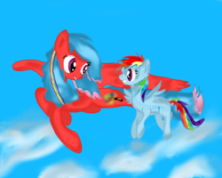 Size: 900x720 | Tagged: safe, artist:rozzy3, rainbow dash, oc, g4