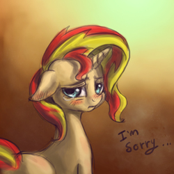 Size: 1260x1260 | Tagged: safe, artist:mrs1989, sunset shimmer, pony, unicorn, g4, apology, crying, female, sad, solo, sunsad shimmer