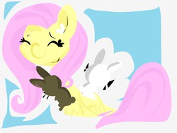 Size: 1024x768 | Tagged: safe, artist:supernoncutie, fluttershy, rabbit, g4, female, solo