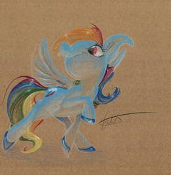 Size: 1280x1313 | Tagged: safe, artist:getchanoodlewet, rainbow dash, g4, female, solo, traditional art