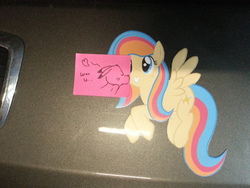 Size: 3264x2448 | Tagged: safe, artist:pikapetey, oc, oc only, oc:golden gates, babscon, babscon mascots, high res, sticky note