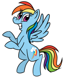 Size: 742x890 | Tagged: safe, artist:fractiouslemon, rainbow dash, pegasus, pony, g4, bipedal, cute, female, grin, looking at you, mare, simple background, smiling, solo, spread wings, transparent background