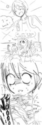 Size: 1044x3122 | Tagged: safe, artist:daikoku, fluttershy, human, g4, animal, critters, monochrome, pixiv