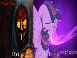 Size: 960x720 | Tagged: safe, twilight sparkle, alicorn, pony, g4, crossover shipping, female, mare, song reference, ticci-toby, twilight sparkle (alicorn), wallpaper