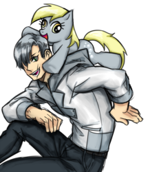 Size: 1000x1161 | Tagged: safe, artist:tatinee, derpy hooves, human, g4, duo