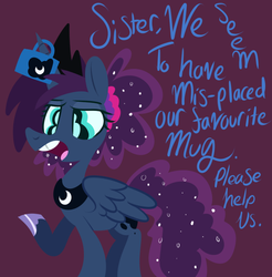 Size: 690x700 | Tagged: dead source, safe, artist:php92, princess luna, alicorn, pony, luna-afterdark, g4, female, mug, simple background, solo