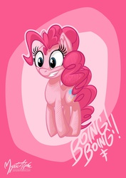 Size: 955x1351 | Tagged: safe, artist:mysticalpha, pinkie pie, g4, female, happy, pronking, smiling, solo