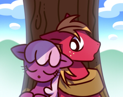 Size: 305x240 | Tagged: safe, artist:nmnkgskds, big macintosh, cheerilee, earth pony, pony, g4, male, pixiv, ship:cheerimac, shipping, sleeping, stallion, straight