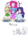 Size: 800x997 | Tagged: safe, artist:nmnkgskds, applejack, pinkie pie, rarity, equestria girls, g4, my little pony equestria girls: rainbow rocks, pinkie on the one, applejack is not amused, japanese, pixiv, translation request, unamused