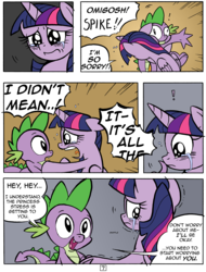 Size: 4891x6430 | Tagged: safe, artist:redapropos, spike, twilight sparkle, alicorn, dragon, pony, comic:maybe later spike, g4, absurd resolution, comic, crying, female, forgiveness, hug, mare, twilight sparkle (alicorn)
