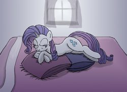 Size: 1049x762 | Tagged: safe, artist:mortris, rarity, g4, bed, female, pillow, resting, solo