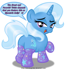 Size: 1280x1389 | Tagged: safe, artist:aleximusprime, trixie, pony, unicorn, g4, butt, clothes, female, highrollerhydra bait, mare, plot, sethisto bait, simple background, socks, solo, speech bubble, transparent background