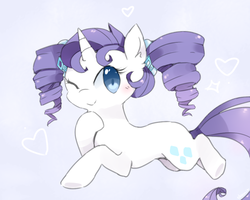 Size: 1000x800 | Tagged: safe, artist:milkii-ways, rarity, pony, unicorn, g4, alternate hairstyle, female, pigtails, solo, wink