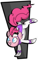 Size: 2016x3152 | Tagged: safe, artist:dahhez, fili-second, pinkie pie, earth pony, pony, g4, power ponies (episode), clothes, costume, female, power ponies, simple background, solo, standing, standing on one leg, transparent background